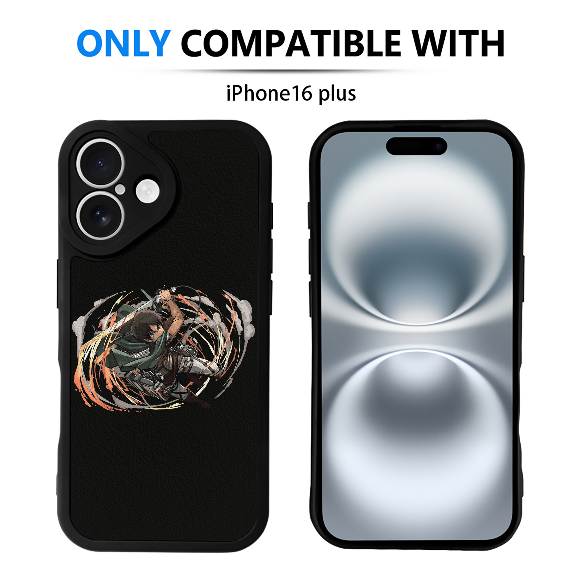 （画像用） 進撃の巨人 エレン･イェーガー Attack on Titan Eren Jäger 【iPhone 16シリーズ対応】シリコンスマホケース（レザー調） 材質：シリコン